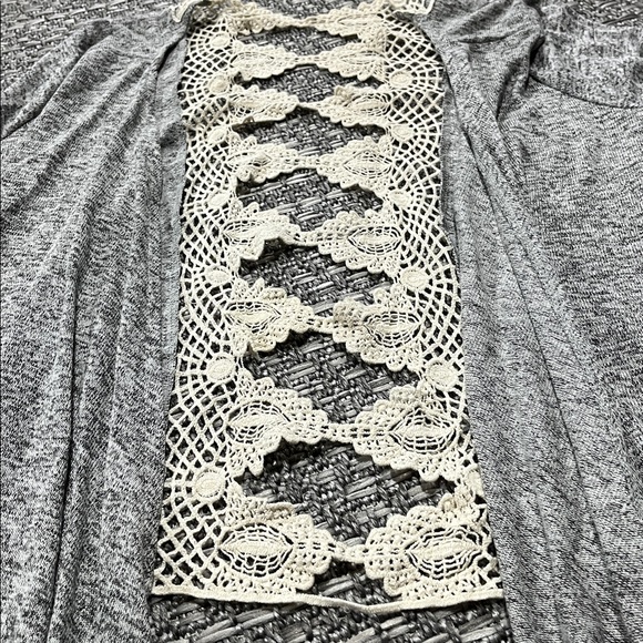 Bluenotes | Salt & Pepper Waterfall Cardigan With Open Crochet Back Detailing - Picture 3 of 8